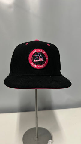 (YOUTH) 2026 Cobra Chickens Hat - Round Logo, Black and Pink