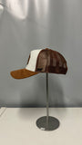 London Majors Tan/White Suede - Leather Logo Hat