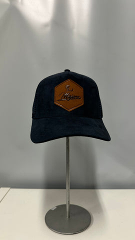 London Majors Navy Suede - Leather Logo Hat